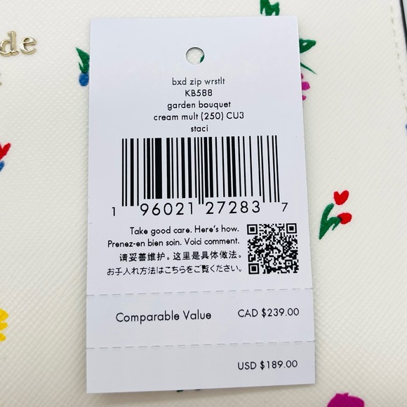 Kate Spade Staci Garden Bouquet Boxed Zip Wristlet Cream Multi - Picture 8 of 8